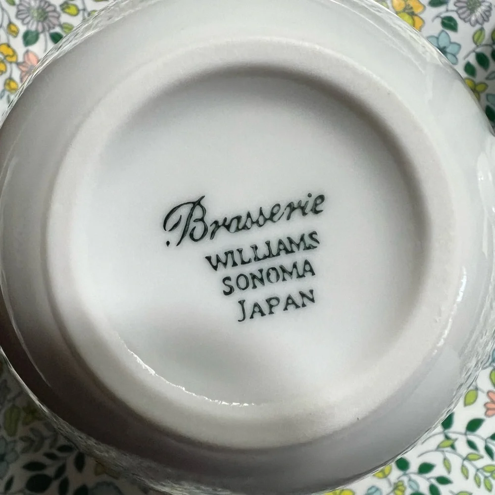 Williams Sonoma Brasserie blue band coffee cups set of two.